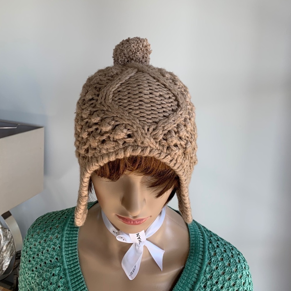 Carolina Amato Beanie Pom Pom Earflap Hat - Picture 3 of 7